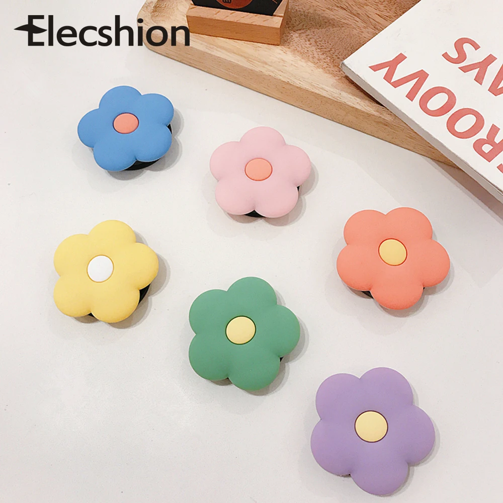 

Cute Cartoon Flower Phone Stand Retractable Bracket Universal Phone Case Grip For iPhone 3D Phone Stand Finger Ring For Samsung