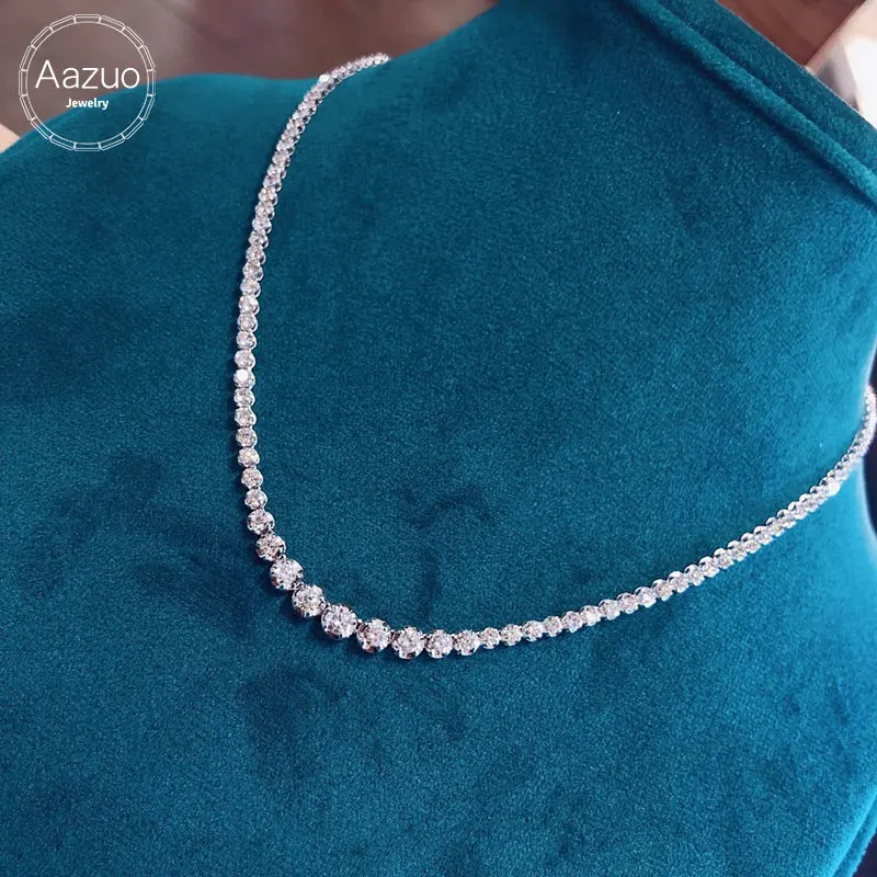 Aazuo 18K белое золото настоящие бриллианты модное роскошное ожерелье для женщин