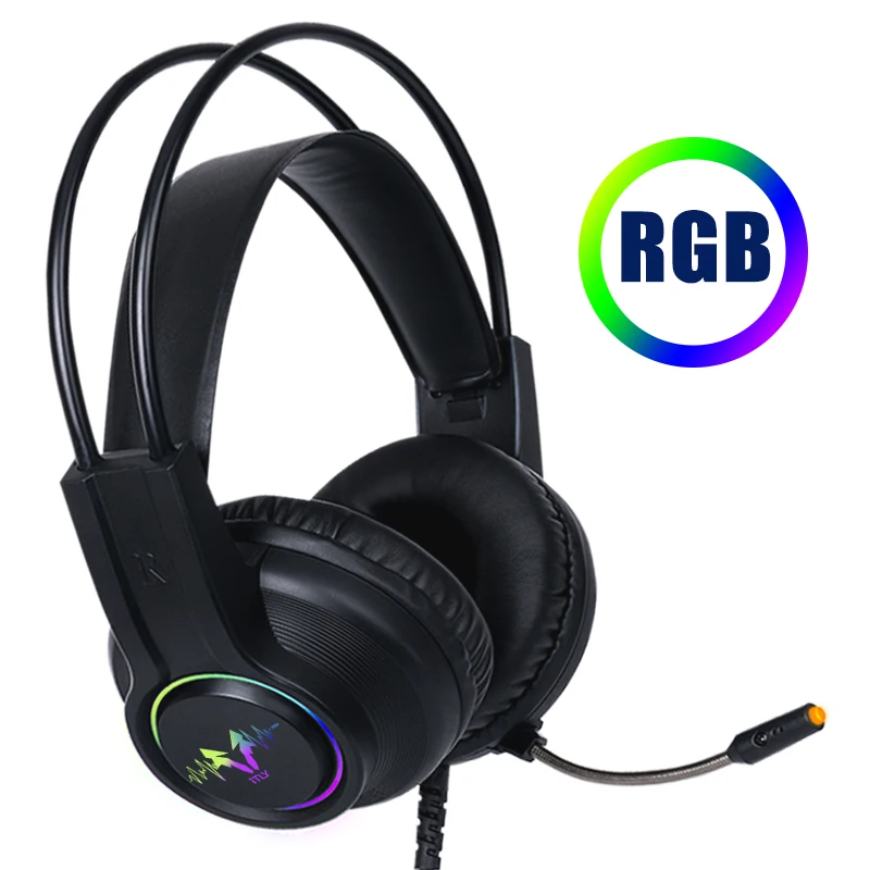 7 1 Surround Sound Gaming Headset Noise Reduction Wired Headset with RGB Lighting Microphone Suitable for PC Laptop Smart Phones