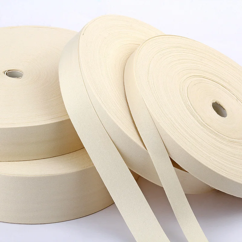 Cotton Webbing Tapes 100YARD 10/15/20/25/30/35mm Cotton Webbings High Tenacity Bag Belt Lable Ribbons Sewing Tape Bias Binding DIY Crafts