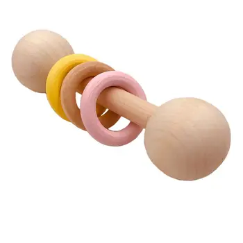 

Organic Wood Montessori Styled Baby Rattle Perfect Grasping Teething Toy for Toddlers Natural Wood Safety Paint F3ME