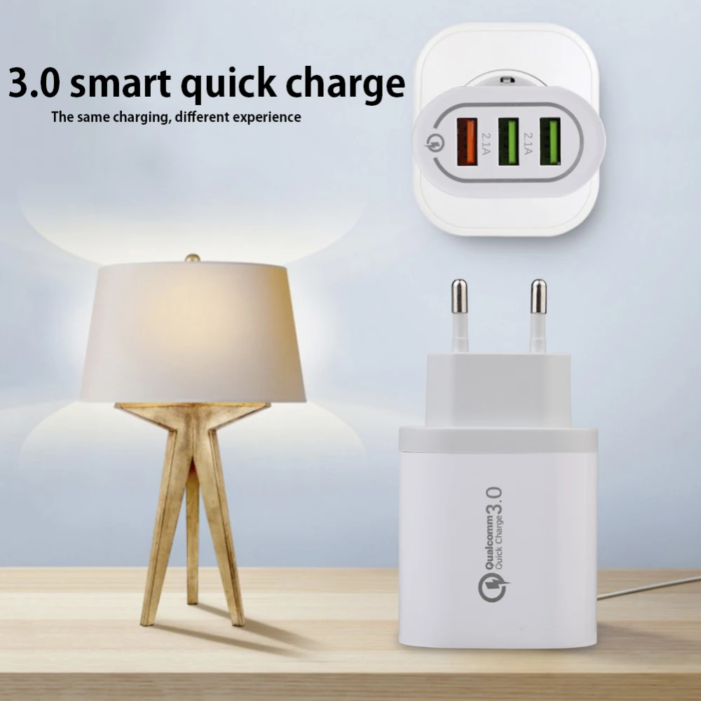 3 USB зарядное устройство QC3.0 быстрое зарядное устройство для iPhone X 8 7 Xiaomi Mi 8 Быстрый Настенный адаптер зарядное устройство для мобильного телефона s EU штекер