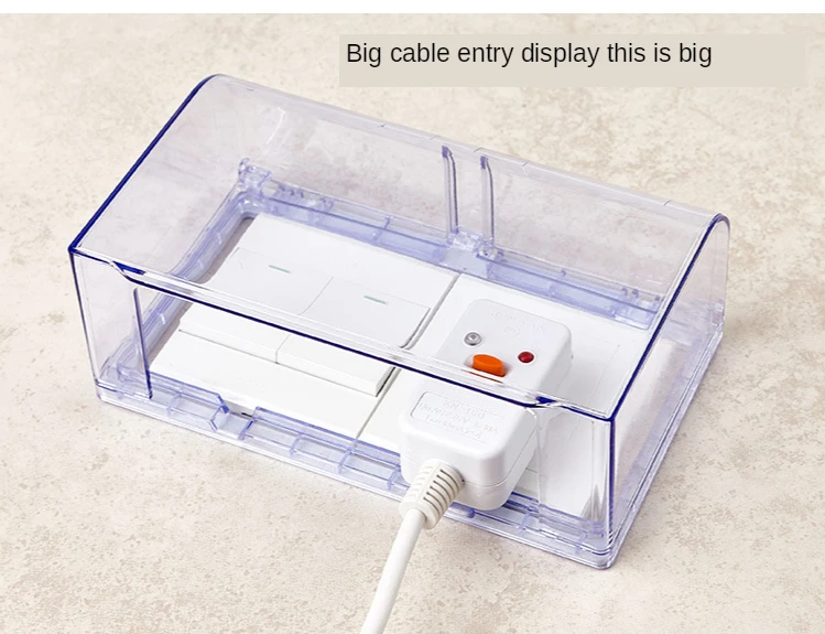 Selbstklebende wasserdichte Box, doppelt, 86 mm, universelle transparente Schaltsteckdose, Staubschutz, Badezimmer, Küche, Steckdose, spritzwassergeschützte Box – Detail 8