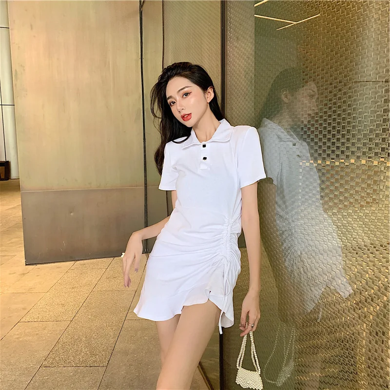 

2020 Spring WOMEN'S Dress New Style Fashion Hong Kong Style Dress Short Skirt Elegant Slim Fit Slimming Versatile Drawstring Dre