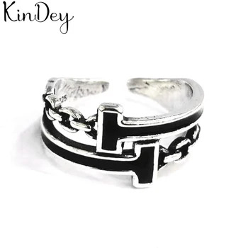 

Simple Silver Color Black Rings For Women Lady Large Adjustable Finger Rings Party Gifts