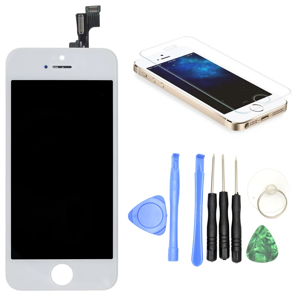 Класс AAA LCD полный экран для iphone 5s Pantalla с набором инструментов и защитой
