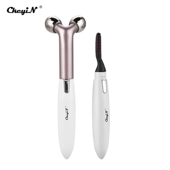 

2 in 1 Electric Heated Eyelash Curler Facial Face 3D Roller Massager Face Lifting Layered Curling Enhancer Pen Skin Care Tool