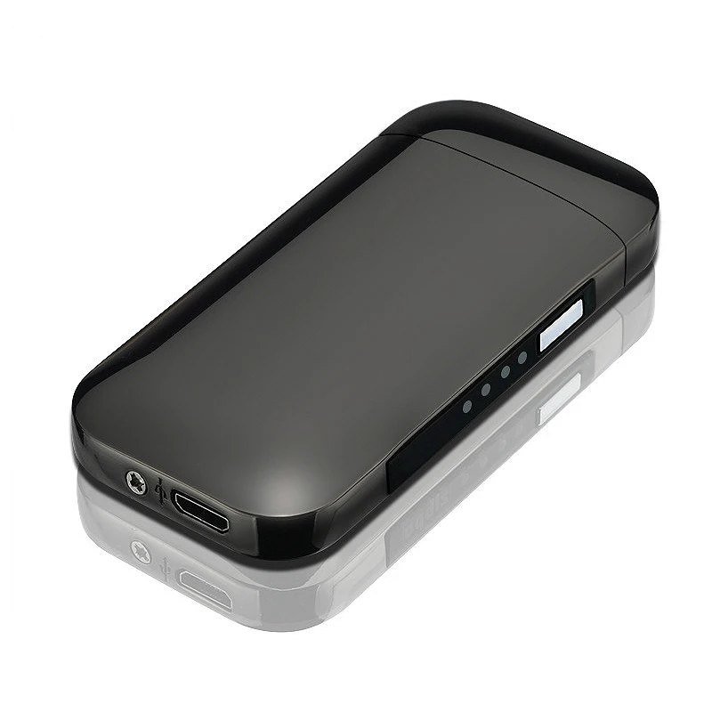 

Metal Windproof Electronic Usb Charging Cigarette Lighter Double Arc Plasma Pulse Led Power Display Lighters(Black)