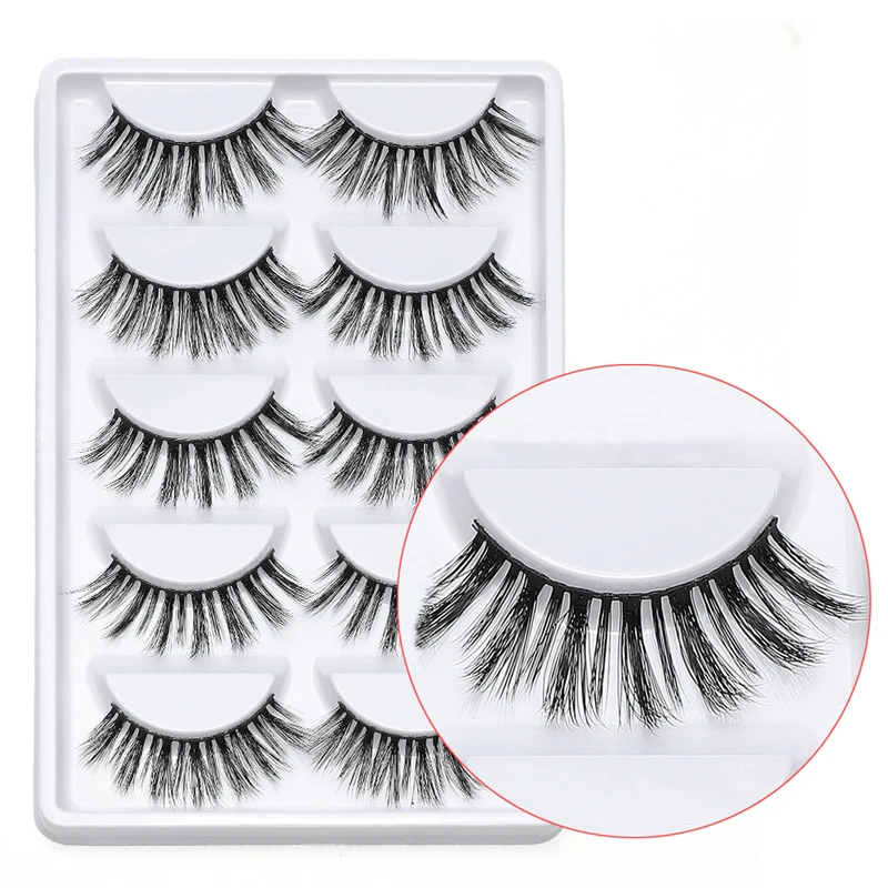 

ICYCHEER High Quality 5D Mink False Eyelashes 5 Pairs 1 Box Natural Long Makeup Mink Lashes Thick Hand Made Full Strip Lashes