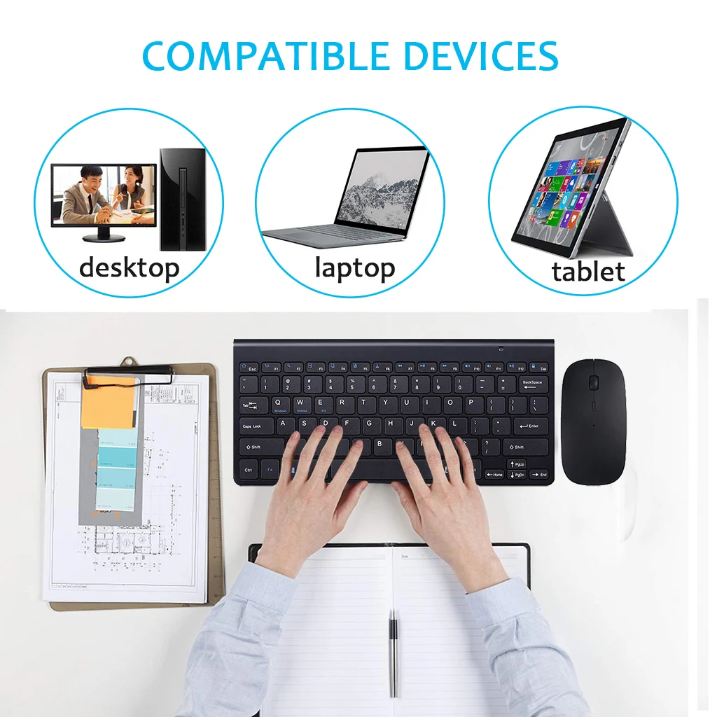 Wireless Keyboard Mouse Set 78 Keys 12 Multimedia Keys 2.4GHz Ultra Slim Wireless Mouse And Keyboard Combo Kit 2019 New