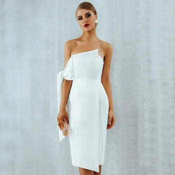 

Summer 2019 Dress Sexy Celebrity Backless Pink Button Women Short Slit Bandage Night Club Body con Party Dresses Wholesale