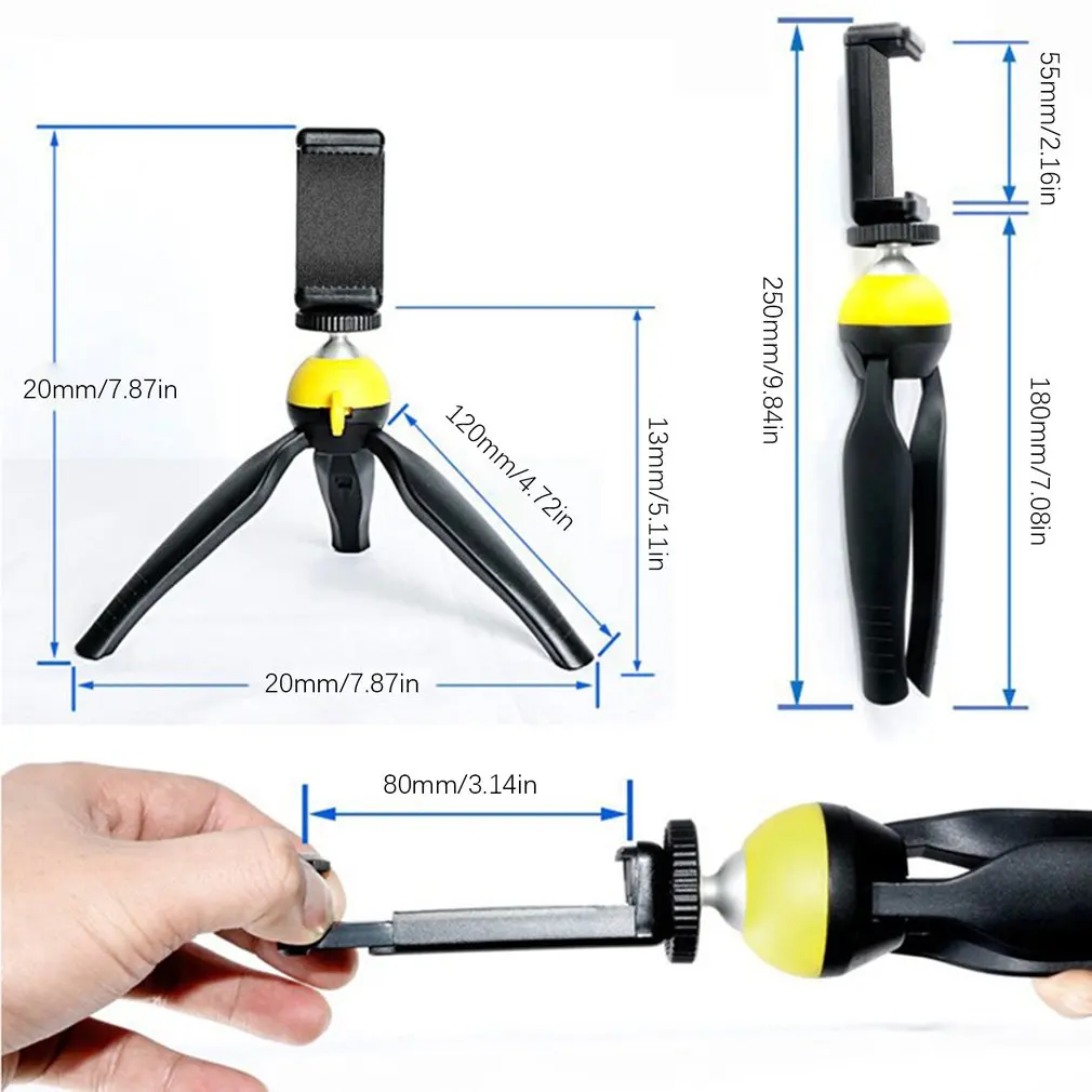 Portable Desktop Support Mini Tripod Stand With Phone Clip For Mobile Phone Dslr Camera Watchvideo Photograph