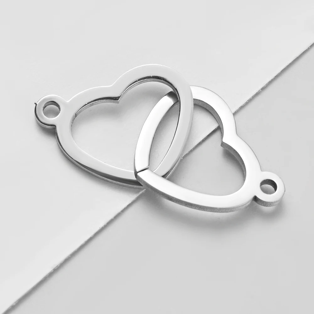 

20Pcs/Lot Mirror Polish Stainless Steel Airplane Mom Heart Charm Two Holes For Making Necklace Bracelet DIY Jewelry