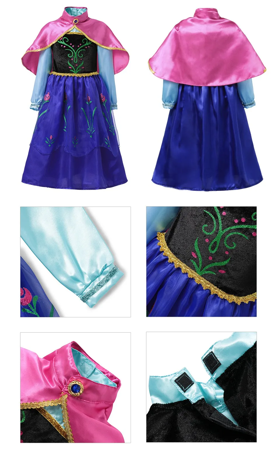 MUABABY Girl Elsa And Anna Fall Princess Coronation Dress Kids 9 H138ec66a6a40424ea9941f9683e93b3aM