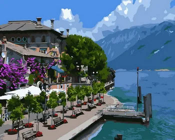 

Unframe diy picture oil painting by numbers paint by number for home decor canvas painting 5065cm seaside