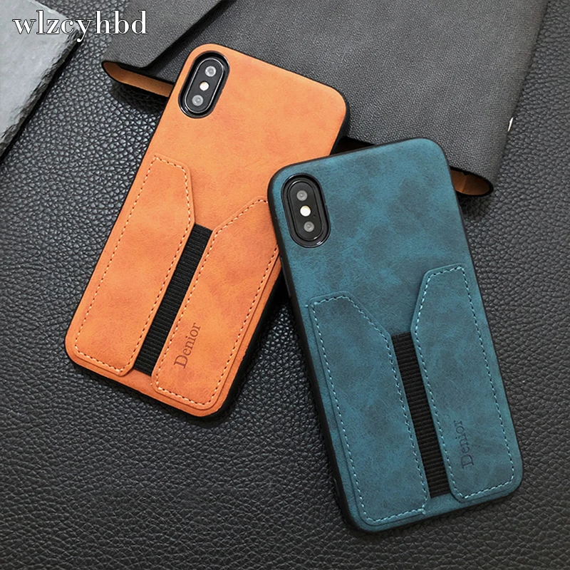  wlzcyhbd Unisex Elastic Card Slot Phone Cases For iPhone 11 Pro Max X Xr Xs 7 8 Plus Luxury Genuine