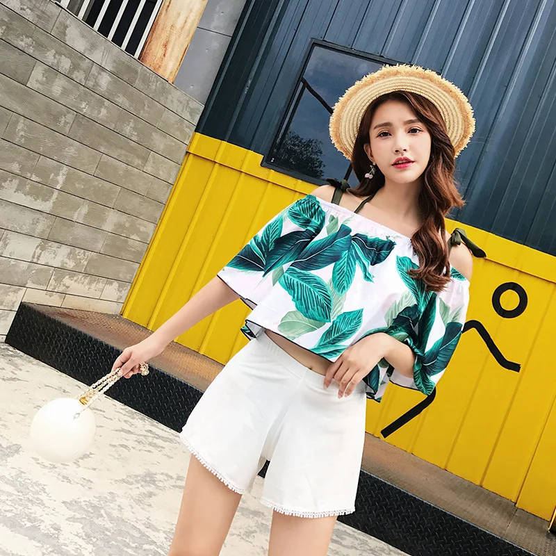 

Two-piece Swimsuits Women's Three-piece Set Bikini Skirt Boxer Belly Covering Small Bust Gathering Sexy Hot Springs Tour Bathing