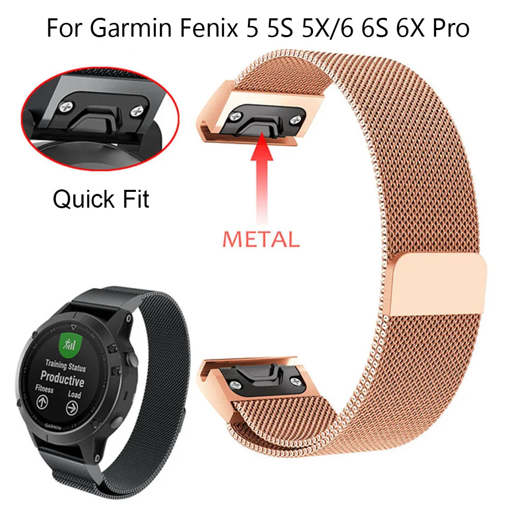 Ремешок для часов 26 22 20 мм для Garmin Fenix 5X5 5S 3 3HR 6 6S 6X Pro Watch быстросъемный ремешок из нержавеющей стали