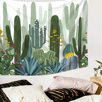 

Wall Hanging Cactus Tapestry Green Succulents 3D Flower Art Carpet Blanket Yoga Mat Decorative Tapestry for Home
