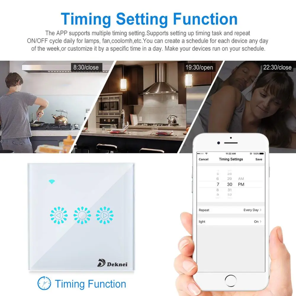 Teekar WiFi Dimmer Switch Smart Light Touch Switch Dimming For Amazon Alexa Google Home Dimmable UK/EU Standard Water Drop Shape