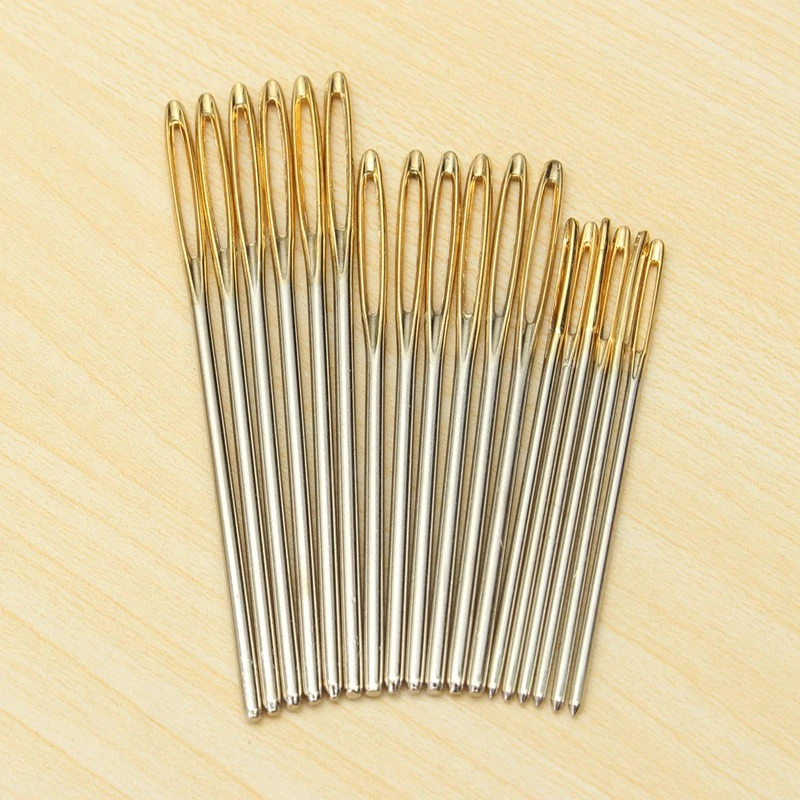 DIY Швейные Needles18pcs/7/6/5,2 см; 3 размера; большая кожаная шкатулка ручной швейные иглы Золотая игла вышивка гобелены домашний шерсть
