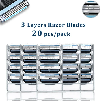 

Shaving Cassettes For Gillette 3 Layers Replacement Heads Safety Stainless Steel Razor Blades Straight Razor For Men Manual