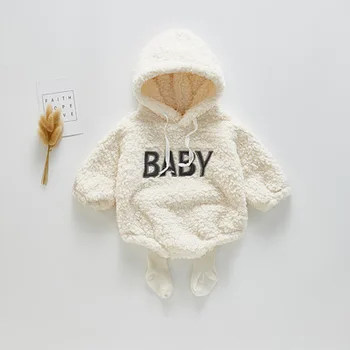 

2020 Newborn Cute Baby Letters Hooded Long Sleeve Clothes Rompers Autumn Spring Kids Toddler Romper