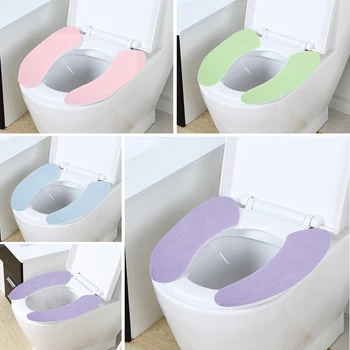 

New Washroom Warm Washable Health Sticky Toilet Mat Seat Cover Pad Household Reusable Soft Toilet Seat Cover 4 Colors