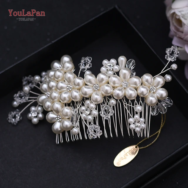 TOPQUEEN HP77 Wedding Tiara Bridal Combs Rhinestone Wedding Headwear Wedding Hair Accessories Bridal Headdress Wedding Hair Comb HP05-Silver