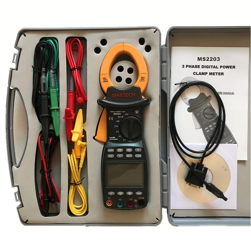 MS2203 Wattmeter 3Phase professional High Sensitivity Clamp Meter Power Factor Correction USB