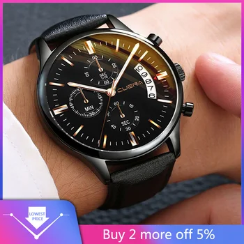 

2019 relogio masculino watches men Fashion Sport Stainless Steel Case Leather Band watch Quartz Business Wristwatch reloj hombre