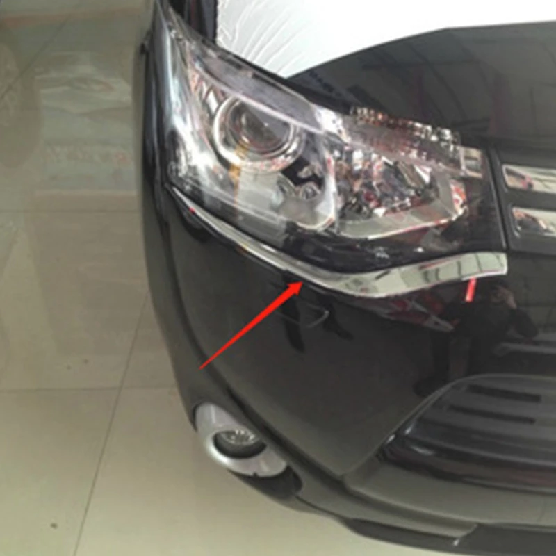 Для Mitsubishi Outlander MK3 GF GG ZJ ZK 2013- ABS хромированный автомобильный передний головной светильник, головной светильник, лампа под отделкой, молдинг, аксессуары