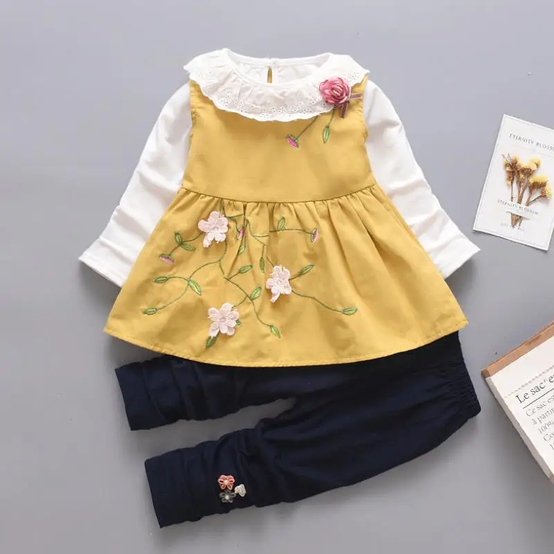 New Autumn and winter plus velvet suit children cartoon sheepskin coat children's clothing cute girl two-piece1-4 years old