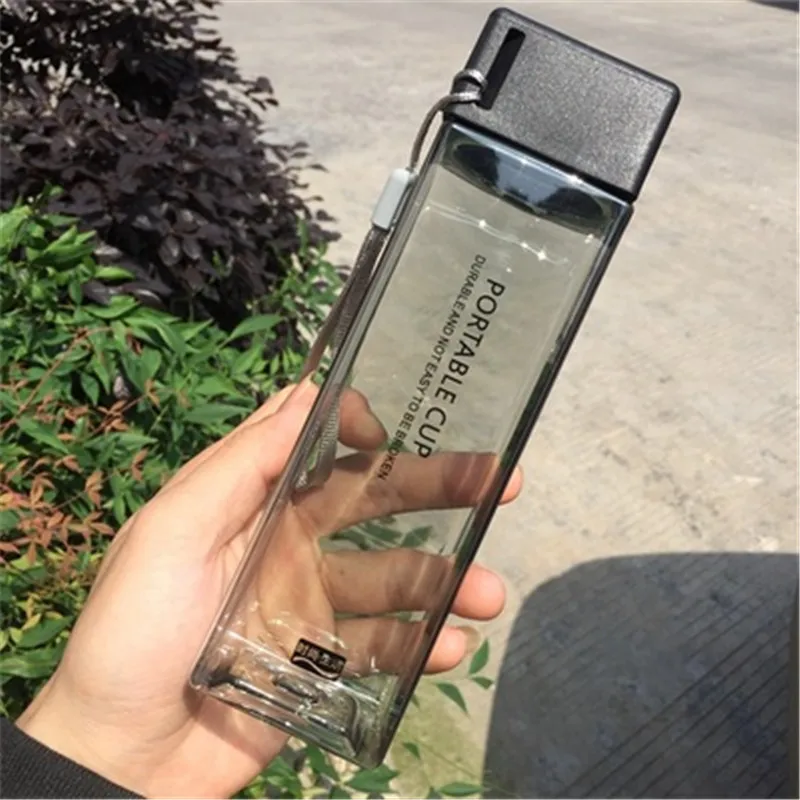 Transparent Black 480 мл Спортивная велосипедная кемпинговая Удобная бутылка для здоровья лимонного сока, молока, воды - Цвет: Transparent Black