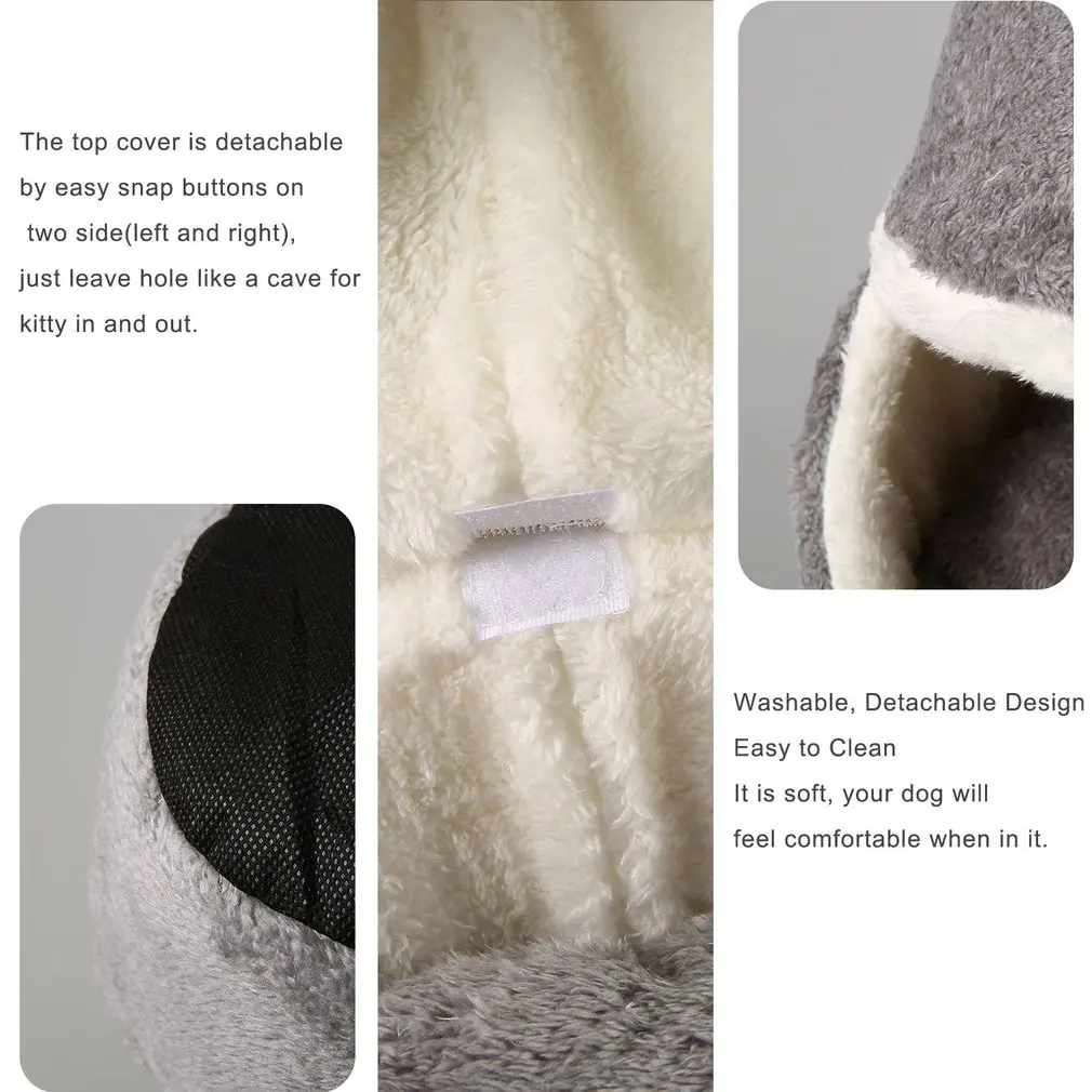  Warm Pet Bed House Hamburger Bed Disassemblability Windproof Pet Puppy Nest Shell Hiding Burger Bun