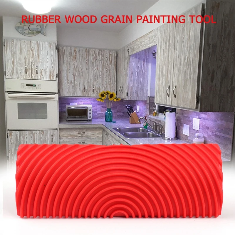 2pcs Slotted Round Hole Red Wood Grain Pattern Rubber DIY Graining Painting Tool for Wall Ground Decoration 2020