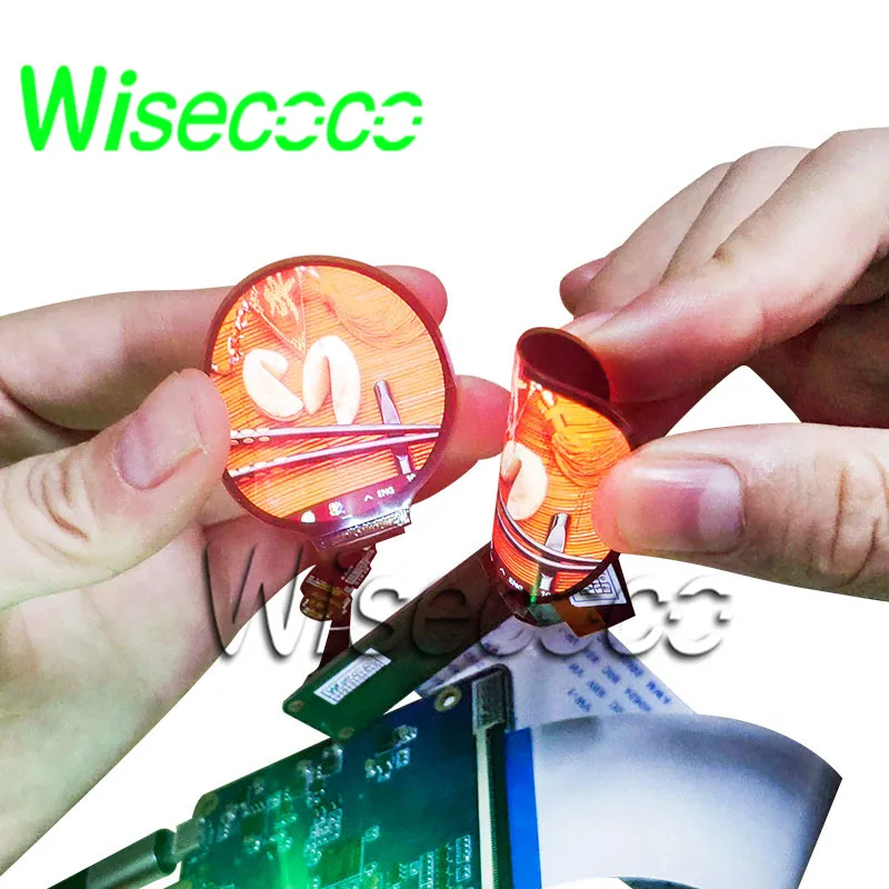 wisecoco flexible oled display bendable roll 1.39 Inch dual round circle amoled screen 400*400 HDMI MIPI board for smart watch