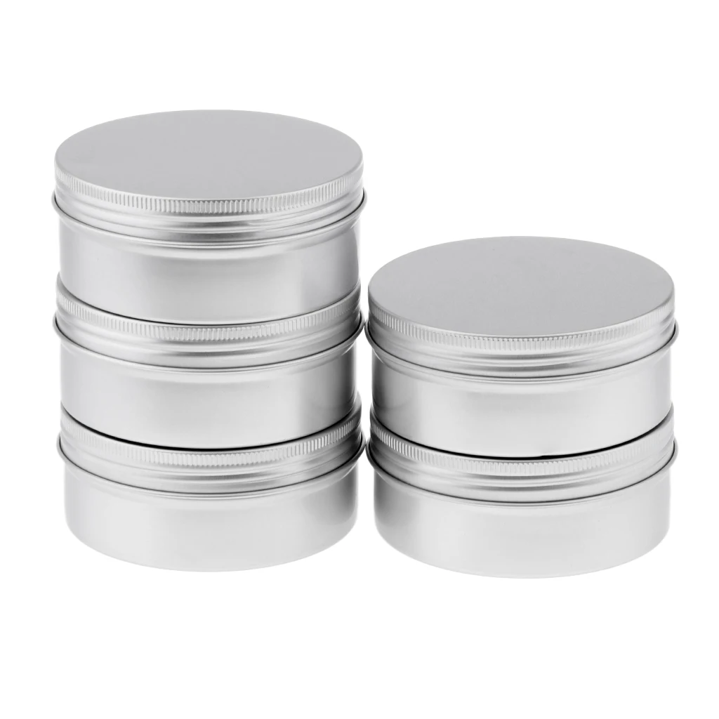 8.8oz Aluminum Tins Container Screw Lid Cosmetic Storage Jars Cans Pot 5pcs