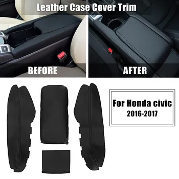 

4 Pcs Black Leather Armrest Cover Lock Center Console Latchs Lid Cover Clip Car Arm Rest Case For Honda for Civic 2016 2017