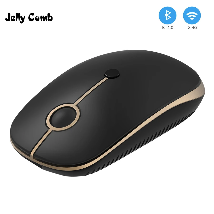 Cena Galaretki grzebień podwójne tryby 4.0 Bluetooth i 2.4GHz USB nanoodbiornik bezprzewodowy myszka do pc laptopa 2400 DPI mysz do gier cichy myszy