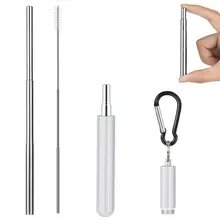 1 упаковка питьевой соломинки многократного использования телескопическая металлическая соломинка из нержавеющей стали Складная+ щетка