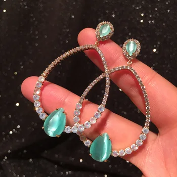 

Bilincolor frosted water drop colorful zircon earrings, earrings for women weeding party and gift