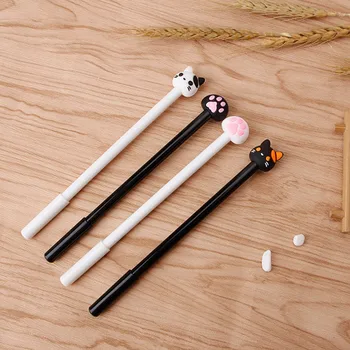 

5Pcs 0.38mm Creative Cat Gel Pen Cartoon Kitty Black Ink Maker Office Stationery Canetas escolar