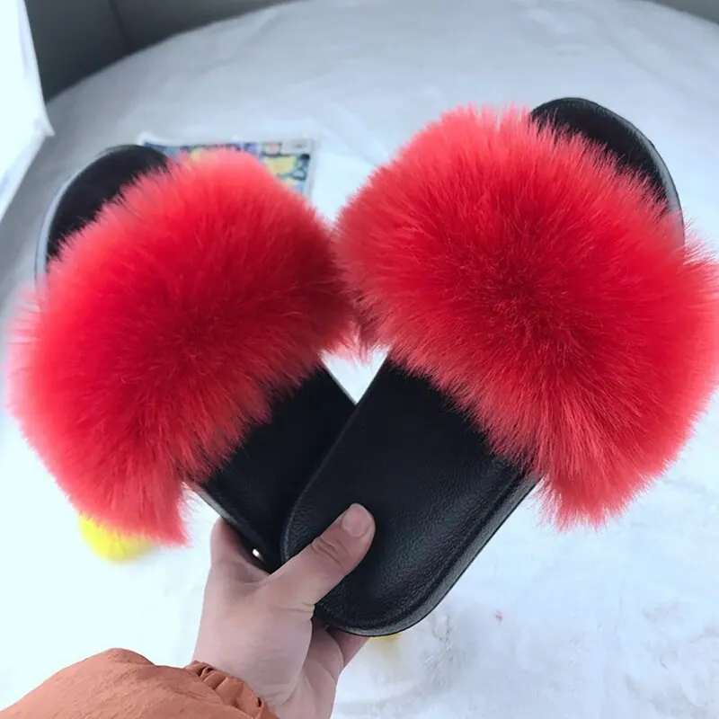 2020 Women Home House Indoor Slippers Women Furry Slippers Ladies Shoes Cute Plush Fluffy Sandals Women's Fur Casual Slippers