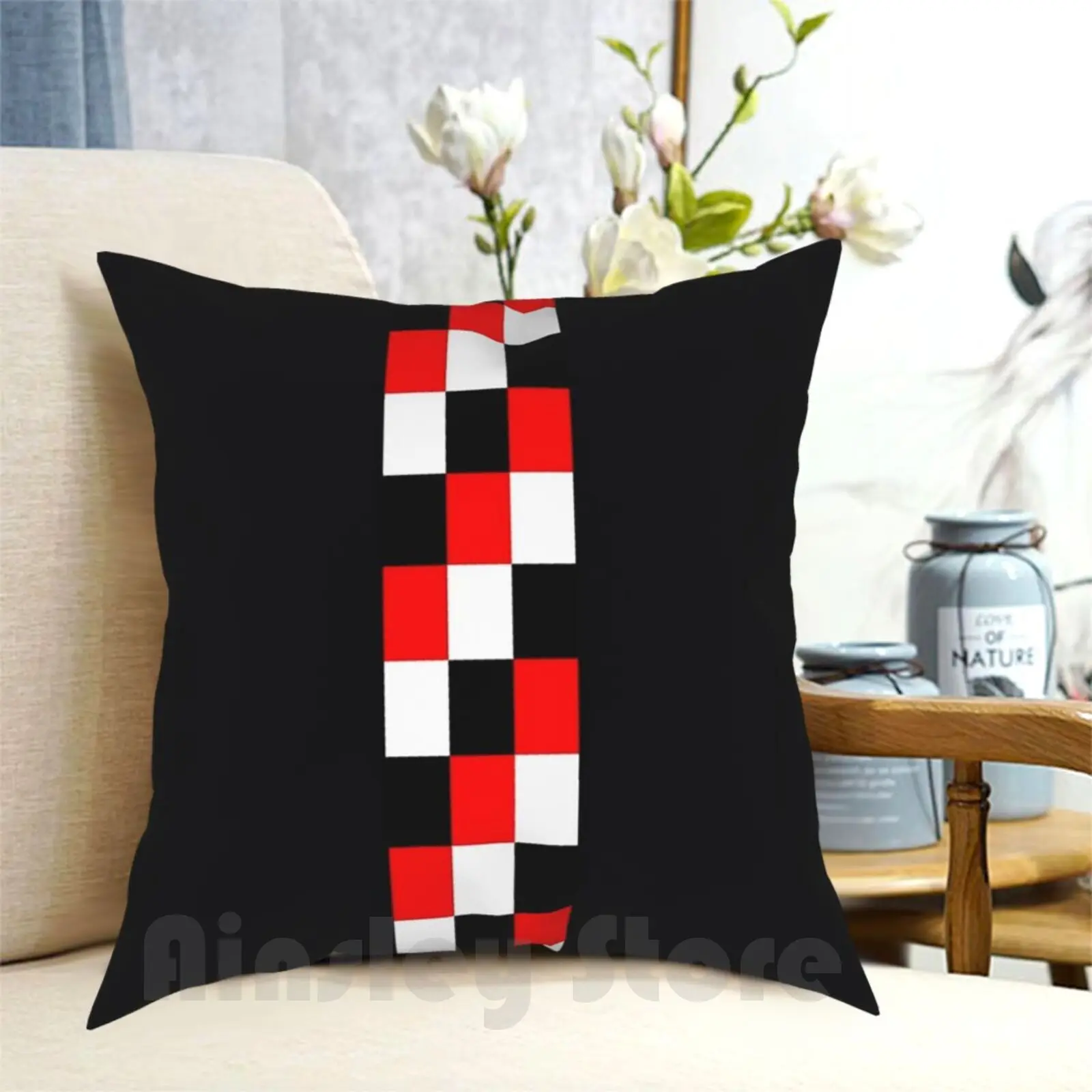 

60S Geometric Graphic Red Black And White Pillow Case Printed Home Soft DIY Pillow cover Bauhaus Mod Mod Revival