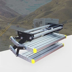 W122 – échelle de marches télescopiques, en alliage d'aluminium antidérapant, pour camping car, pédale manuelle, pliable, Portable, simple/Double 