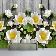 Diantu пользовательские обои зеленый рельеф Лотос под дерево 3d ТВ диван фон стены Гостиная Спальня фрески 3d обои