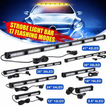 

12V/24V DC Amber LED Truck Car Emergency Safety Warning Alarm Lightbar Flash Strobe Work Bar Waterproof 17 Flash Patterns