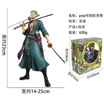 

Anime Figure Toy Action Figures One Piece Figure Toys Roronoa Zoro 2 Faces Changeable Anime Action Figure Action Anime Figures