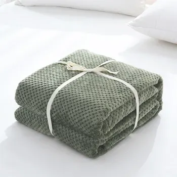 

Bed Blanket Pineapple Tartan Couch Plush Blanket Throw Blanket Microfiber Flannel Quilt Hotel Bedcover Traveling Watch TV